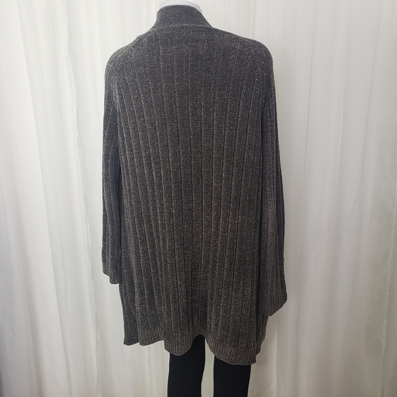 BNCI brown chenille long open front cardigan size medium - Picture 6 of 8